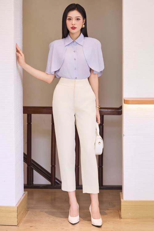 Sixdo Dark Cream Woven Baggy Pants